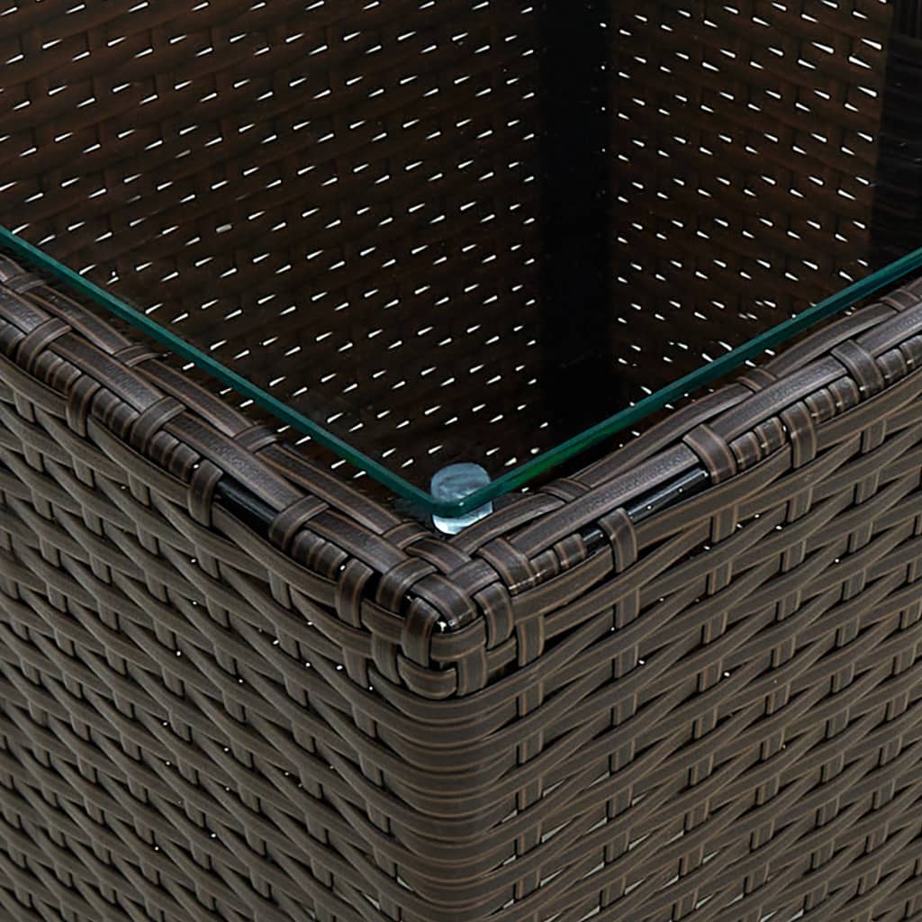 Beistelltisch Braun 41,5x41,5x44 cm Poly Rattan und Hartglas